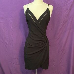 NWT Intimately Free People Dylan Black Faux Wrap Slip Dress with Ruching. XS.